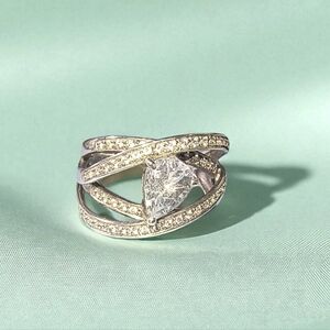 Vintage Michelle Albala/ Lorenzo Gemstone And Sterling Silver Crossover Ring